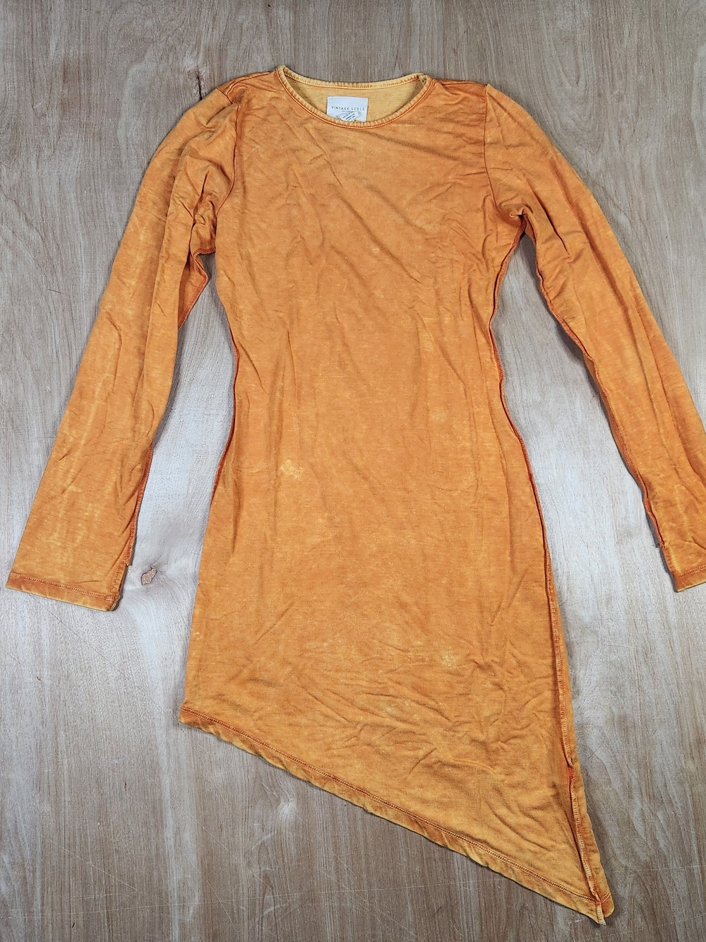 Vintage Souls Womens Asymmetrical Long Sleeve Dress Sunburst Orange Size Small